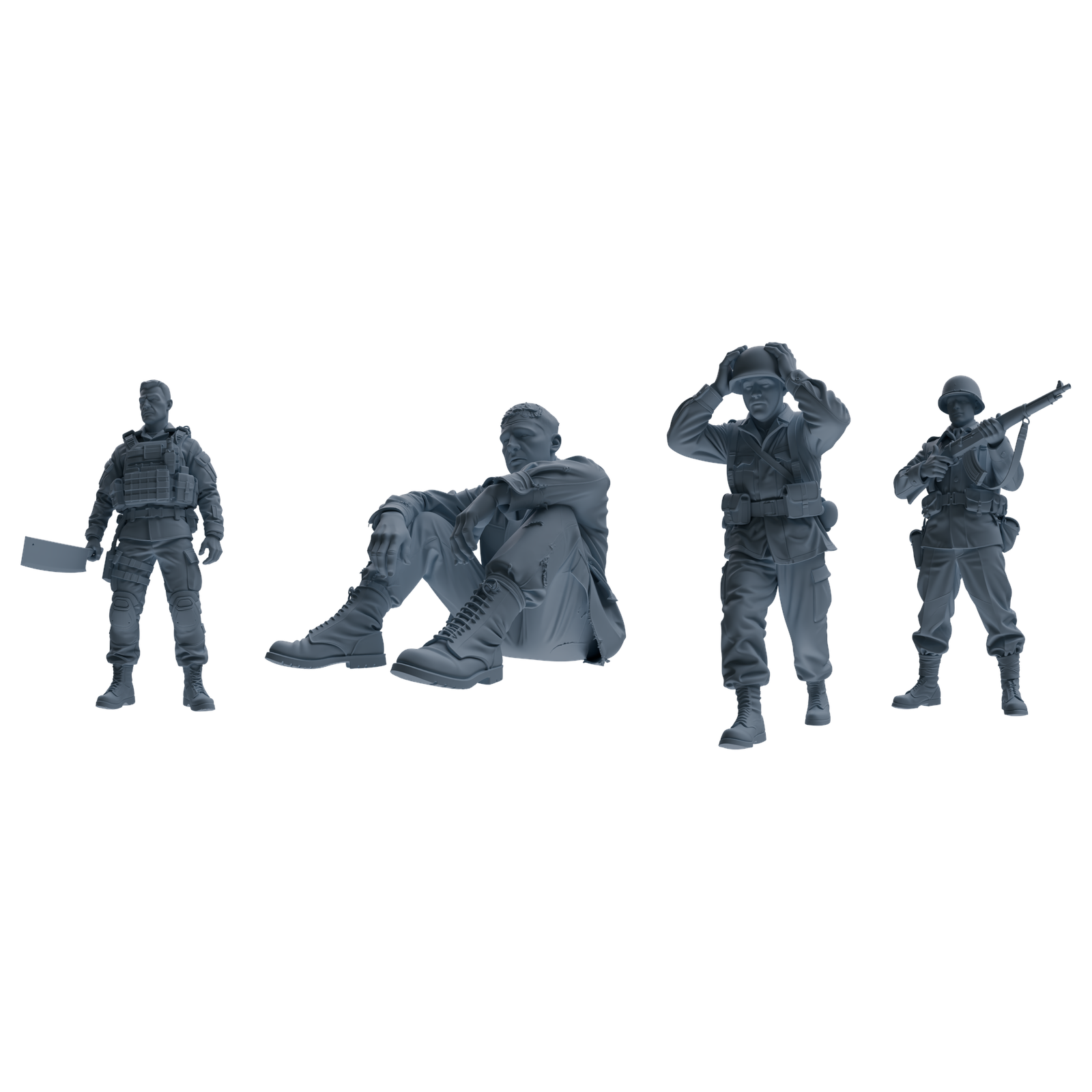 MRY-SFW SSTR204 Miniatures Soldier Model Kit Multi-Scenario Soldier Pose Modern Model 4 pcs
