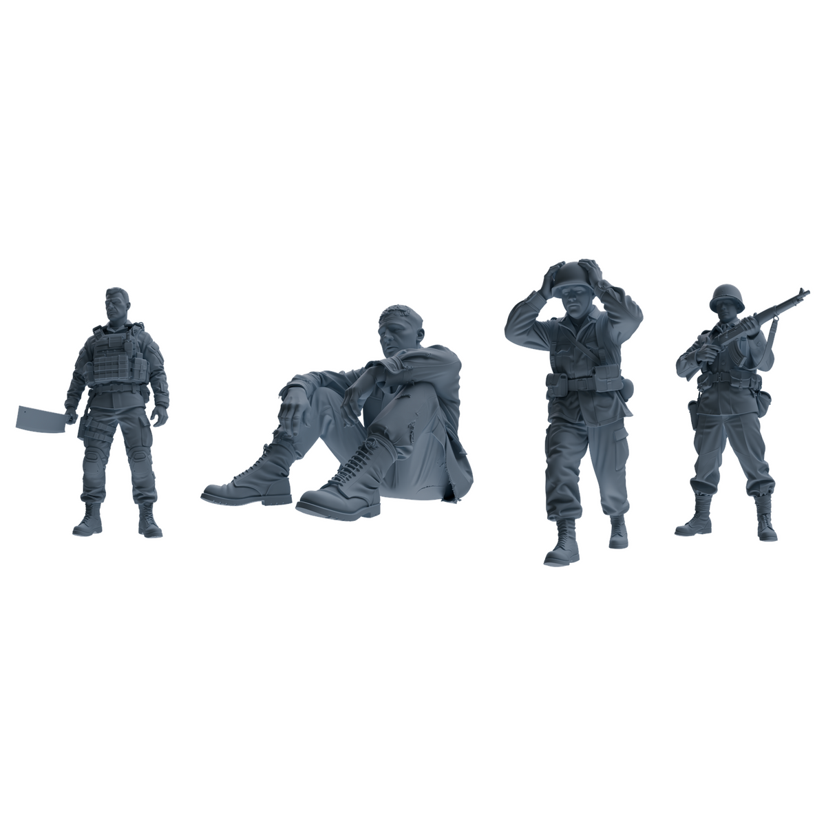 MRY-SFW SSTR204 Miniatures Soldier Model Kit Multi-Scenario Soldier Pose Modern Model 4 pcs