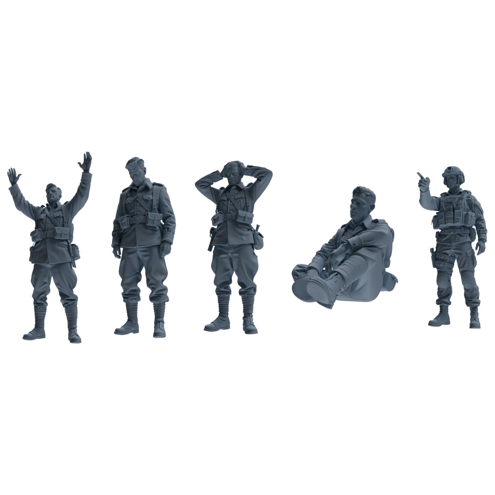 MRY-SFW SSTR197 Miniatures Soldier Model Kit Multi-Pose Soldier Modern Model 5 pcs
