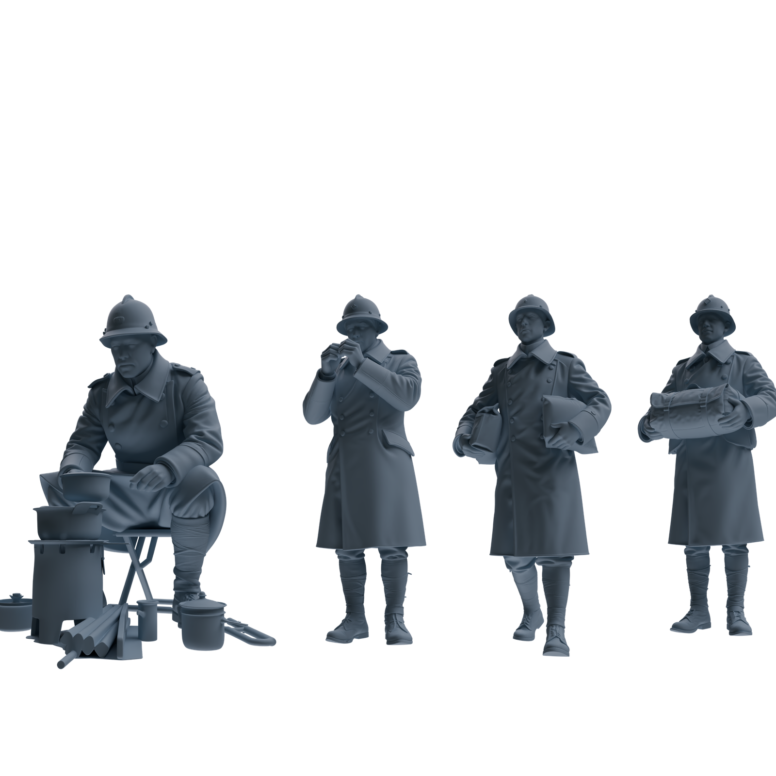 MRY-SFW SSTR260 WWI French Army Logistics Soldier Picnic Four-Person Group