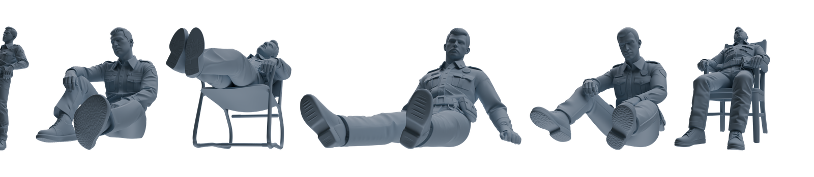 MRY-SFW LYGR679 Los Angeles Patrol Police Six-Person Rest Group 3D Printed Resin Model Kit by SSMODEL