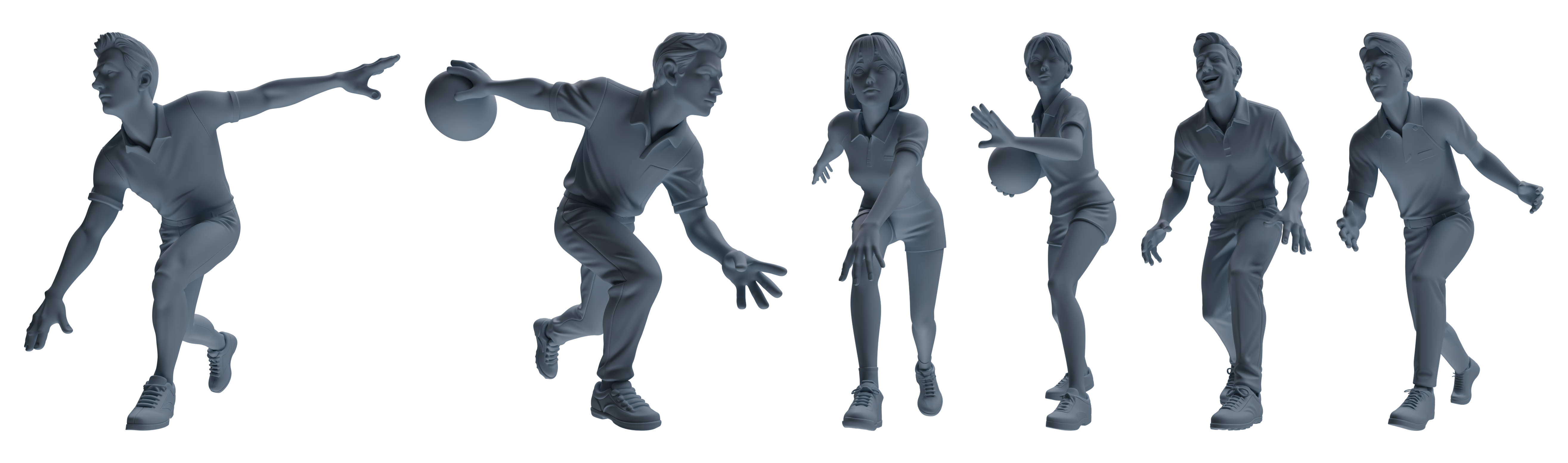 MRY-SFW LYTR797 Bowling Figure Modern Model 6 pcs Miniature Car Diorama Figures Scene Props Accessories Resin 3D Printed Resin Model Kit by SSMODEL