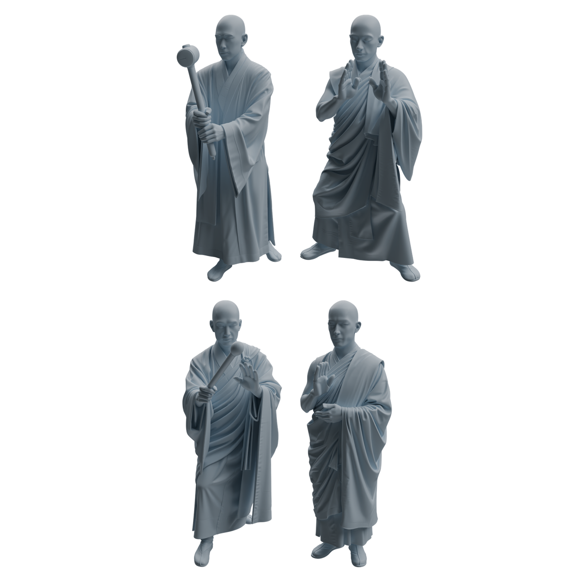 MRY-SFW LYTR1085 Martial Monk with Ritual Tools Character Modern Model 4 pcs 3D Printed Resin Model Kit by SSMODEL