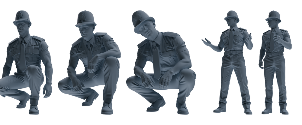 MRY-SFW LYGR805 Modern British Police Five-Person Daily Routine 2 3D Printed Resin Model Kit by SSMODEL