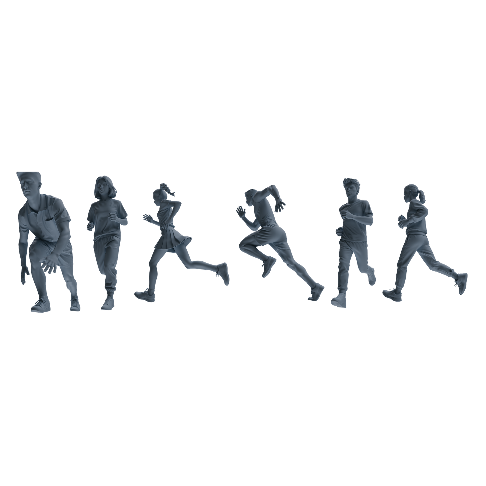 MRY-SFW LYTR822 Running Children Figure Modern Model 6 pcs Miniature Car Diorama Figures Scene Props Accessories Resin 3D Printed Resin Model Kit by SSMODEL