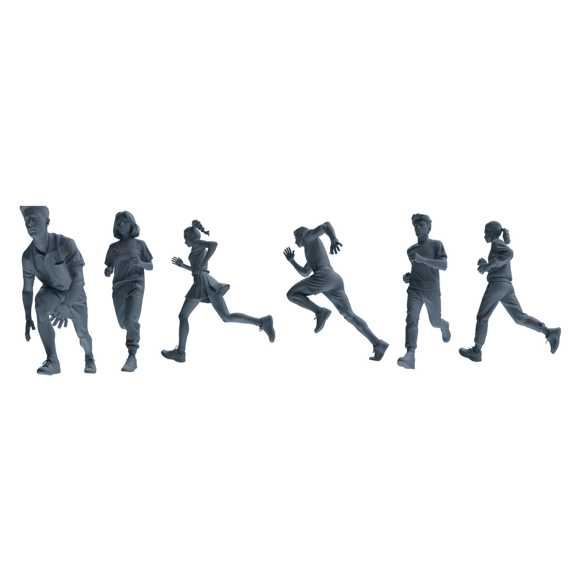 MRY-SFW LYTR822 Running Children Figure Modern Model 6 pcs Miniature Car Diorama Figures Scene Props Accessories Resin 3D Printed Resin Model Kit by SSMODEL