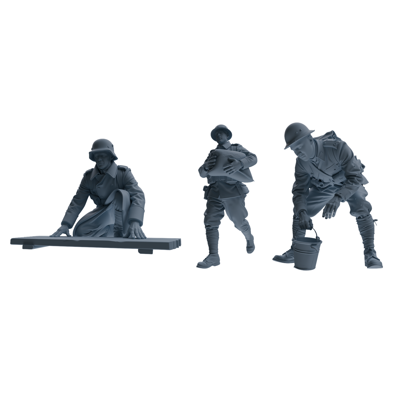 MRY-SFW SSTR189 Miniatures Soldier Model Kit WWI Engineer Soldier Pose Modern Model 3 pcs
