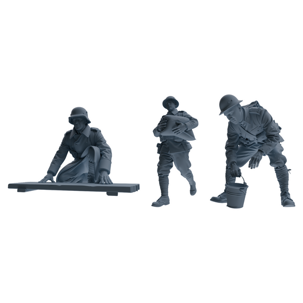 MRY-SFW SSTR189 Miniatures Soldier Model Kit WWI Engineer Soldier Pose Modern Model 3 pcs
