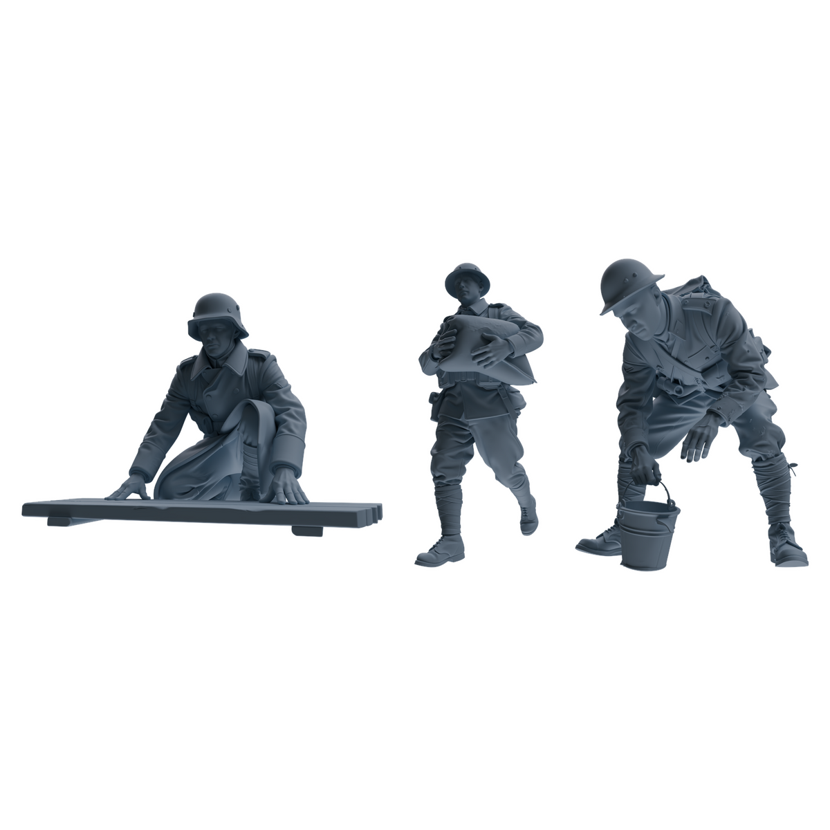 MRY-SFW SSTR189 Miniatures Soldier Model Kit WWI Engineer Soldier Pose Modern Model 3 pcs