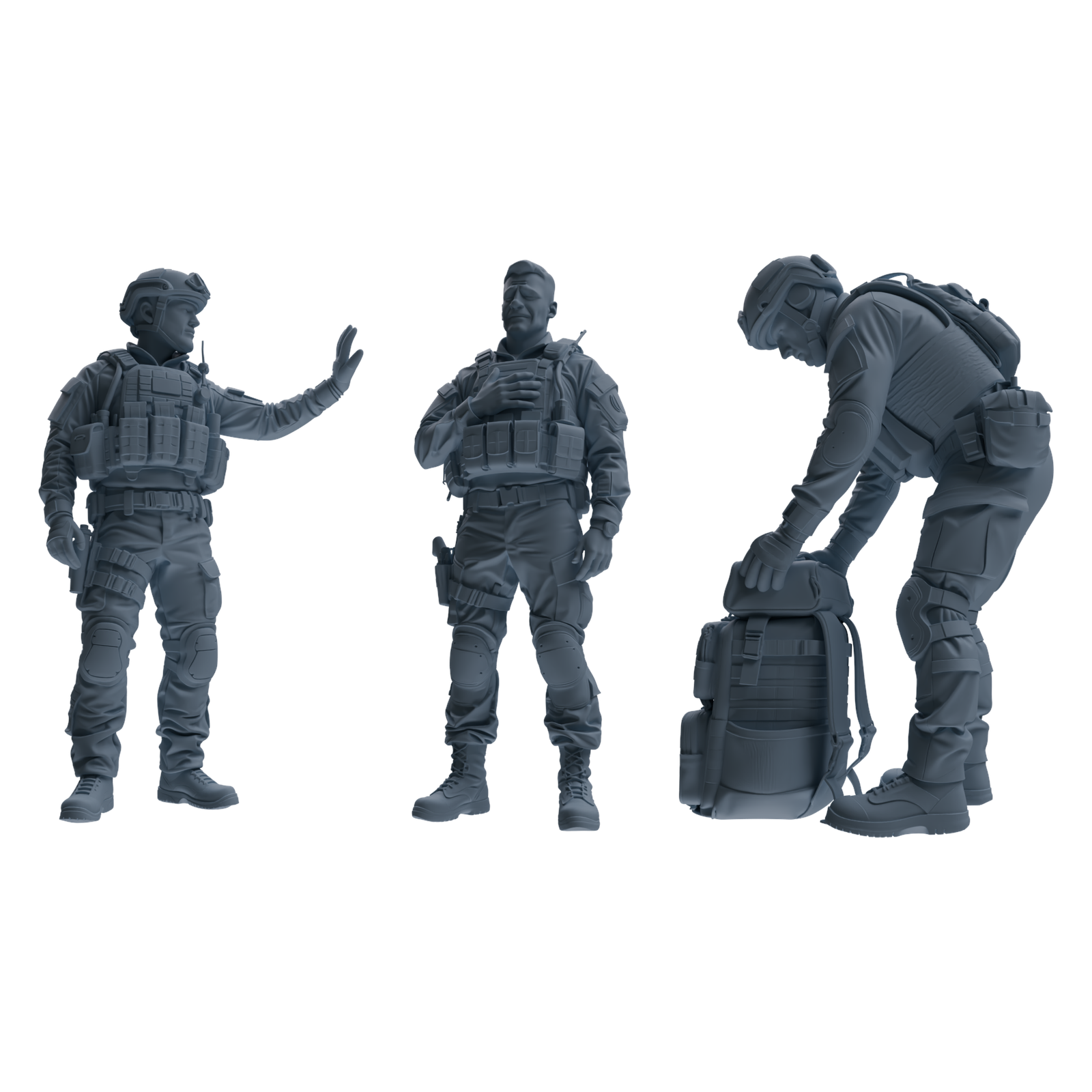 MRY-SFW SSTR183 Miniatures Soldier Model Kit Special Forces Soldier Pose Modern Model 3 pcs