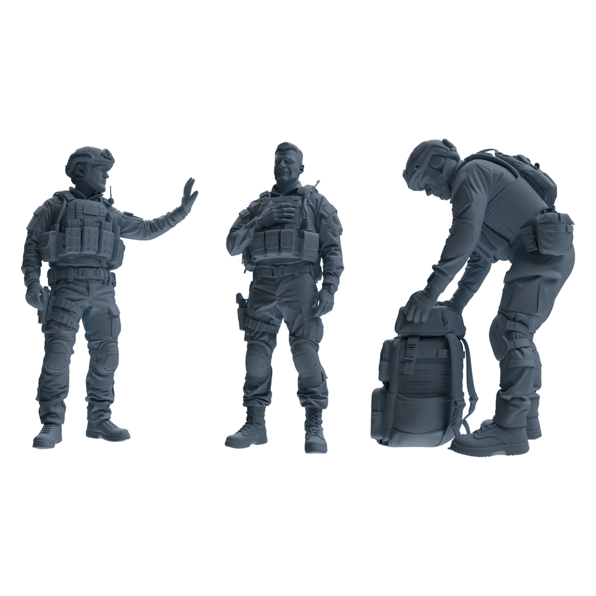 MRY-SFW SSTR183 Miniatures Soldier Model Kit Special Forces Soldier Pose Modern Model 3 pcs