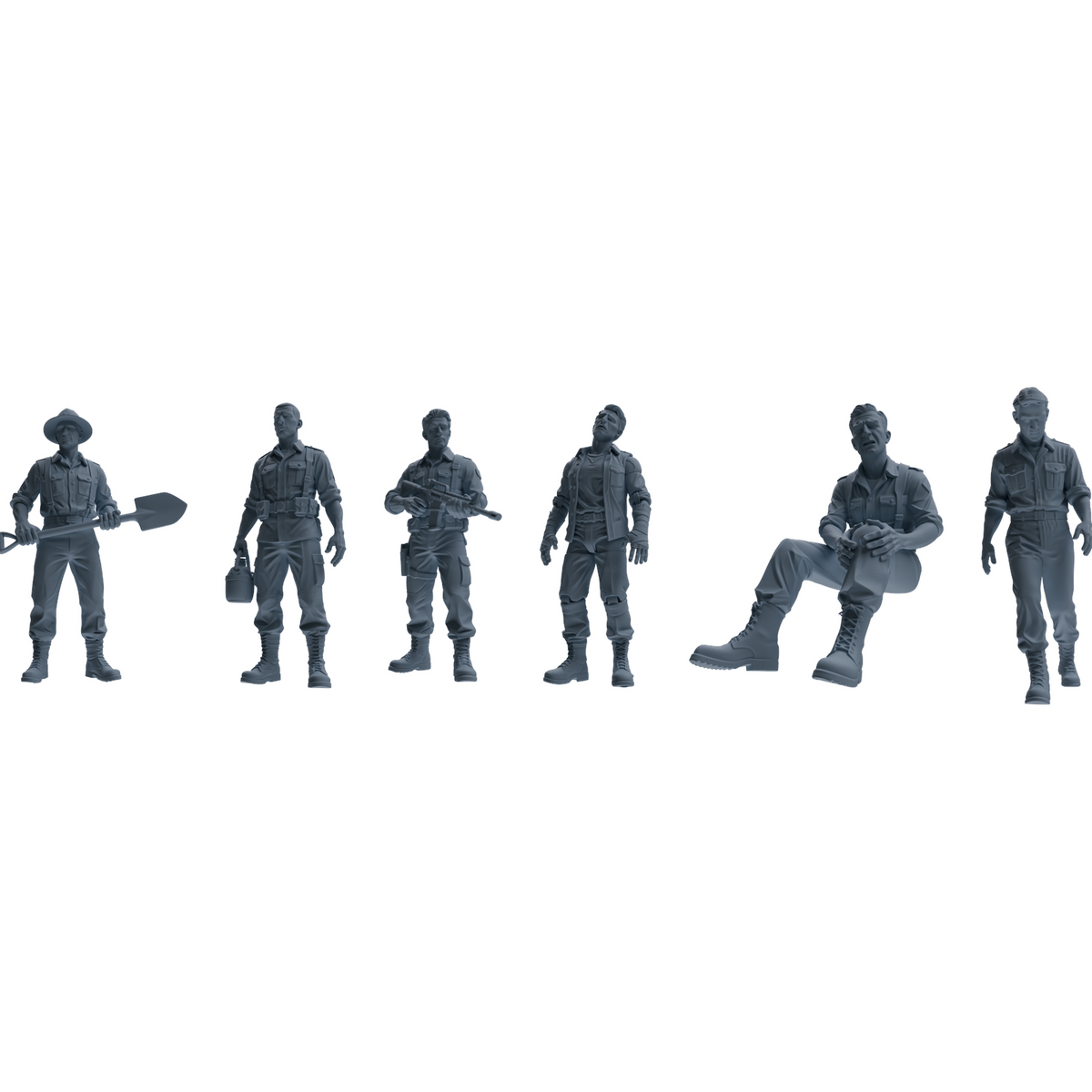 MRY-SFW SSTR201 Miniatures Soldier Model Kit Multi-Pose Combat Engineer Soldier Modern Model 6 pcs