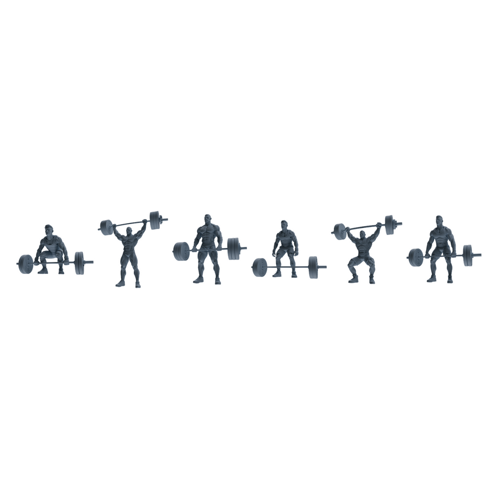 MRY-SFW LYTR798 Weightlifting Fitness Figure Modern Model 6 pcs Miniature Car Diorama Figures Scene Props Accessories Resin 3D Printed Resin Model Kit by SSMODEL