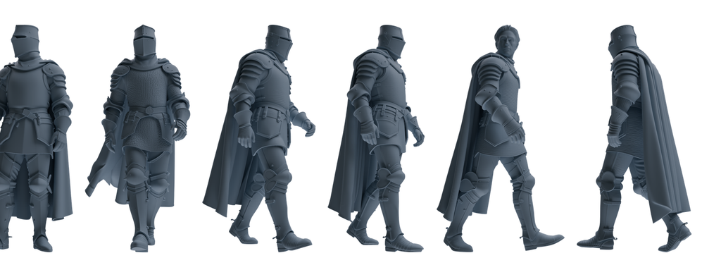 MRY-SFW SSTR096 Miniatures Soldier Model Kit Medieval Knight Six-Person Patrol Group