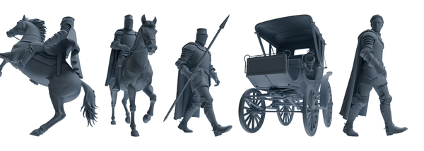 MRY-SFW SSTR087 Miniatures Soldier Model Kit Medieval Knight Five-Person Escort Group