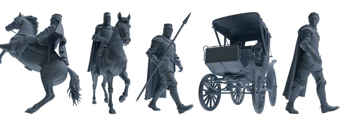 MRY-SFW SSTR087 Miniatures Soldier Model Kit Medieval Knight Five-Person Escort Group