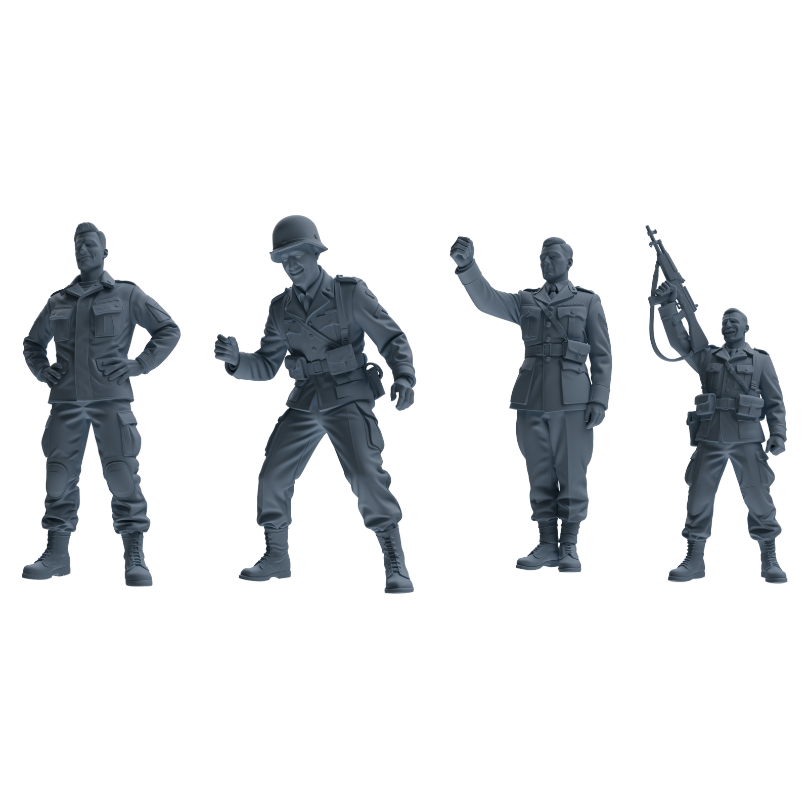 MRY-SFW SSTR195 Miniatures Soldier Model Kit Celebrating Soldier Pose Modern Model 4 pcs