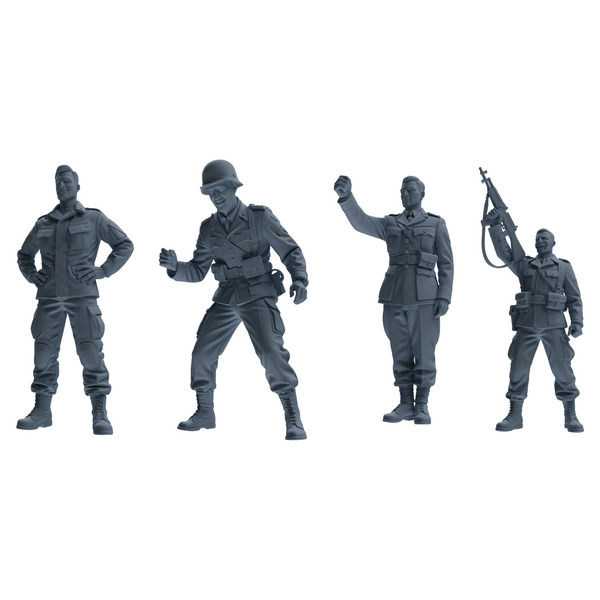 MRY-SFW SSTR195 Miniatures Soldier Model Kit Celebrating Soldier Pose Modern Model 4 pcs