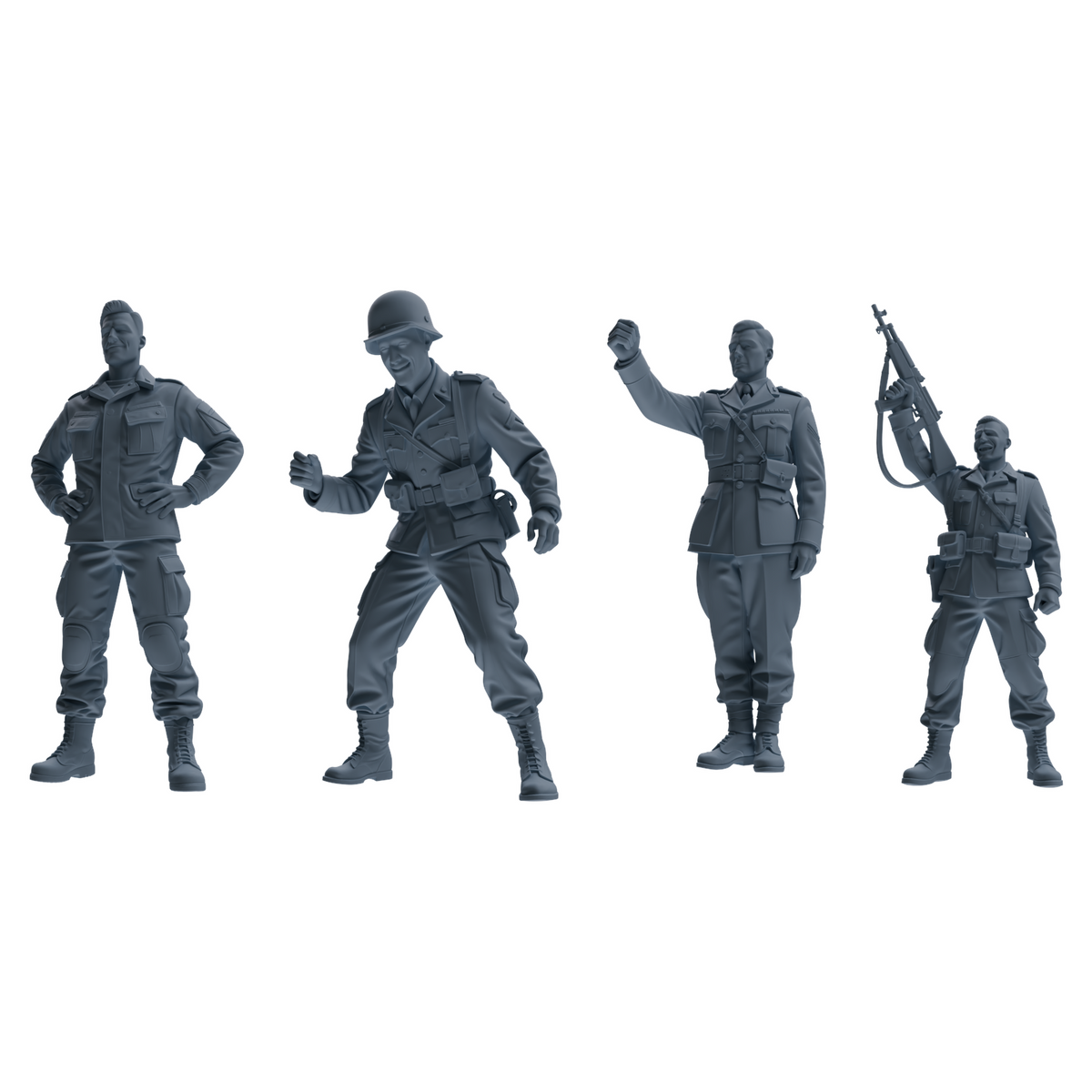 MRY-SFW SSTR195 Miniatures Soldier Model Kit Celebrating Soldier Pose Modern Model 4 pcs
