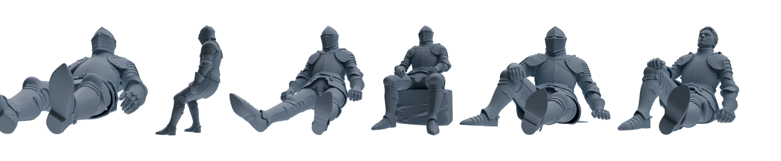 MRY-SFW SSTR095 Miniatures Soldier Model Kit Medieval Knight Six-Person Rest Group 2
