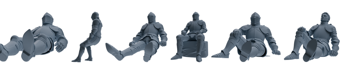 MRY-SFW SSTR095 Miniatures Soldier Model Kit Medieval Knight Six-Person Rest Group 2