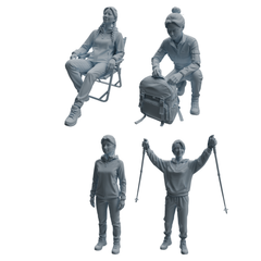 MRY-SFW LYTR1016 Hiking Camping Female Character Modern Model 4 pcs 3D Printed Resin Model Kit by SSMODEL