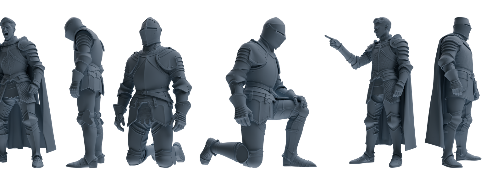 MRY-SFW SSTR097 Miniatures Soldier Model Kit Medieval Knight Six-Person Reprimand Group