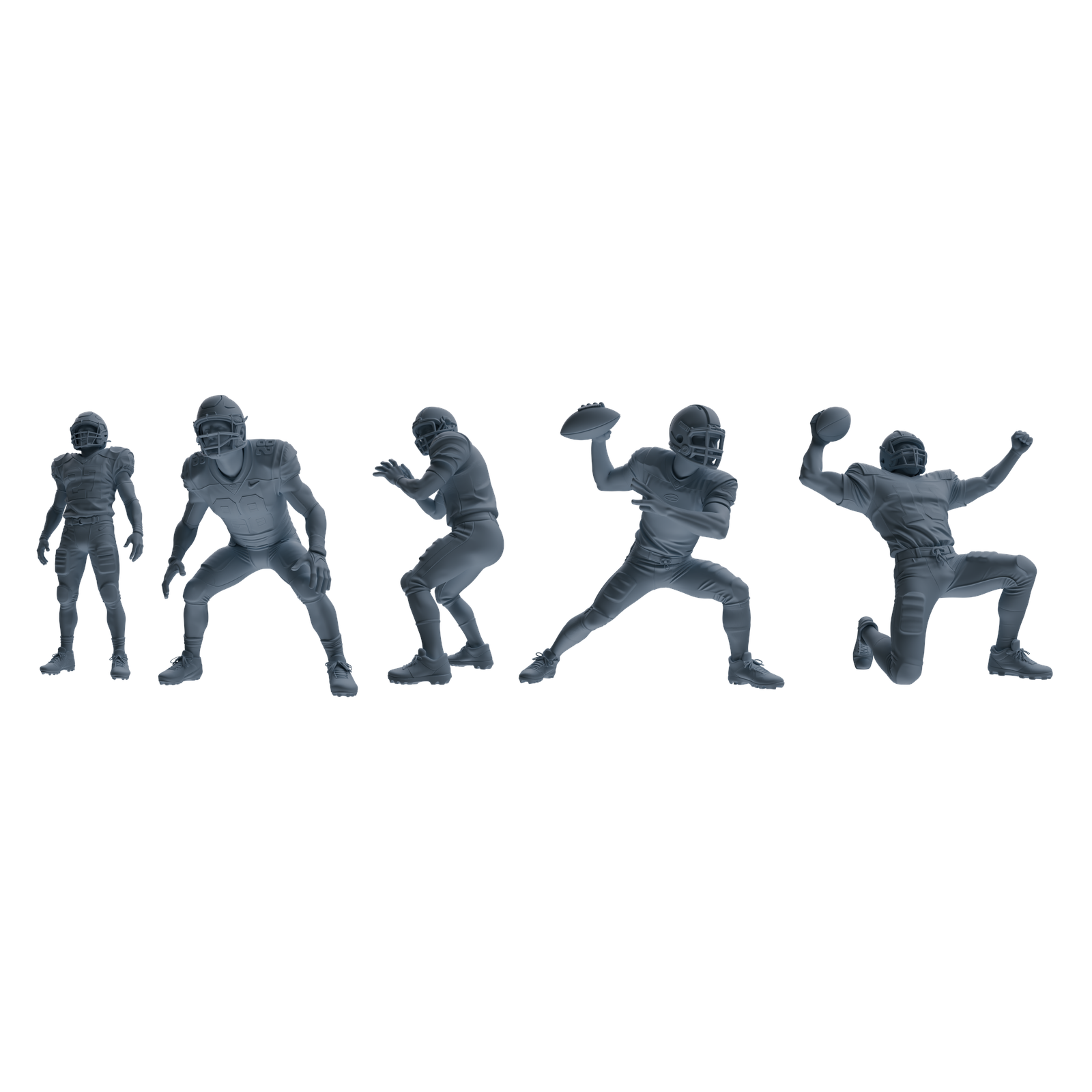 MRY-SFW LYTR809 American Football Player Figure Modern Model 5 pcs Miniature Car Diorama Figures Scene Props Accessories Resin 3D Printed Resin Model Kit by SSMODEL