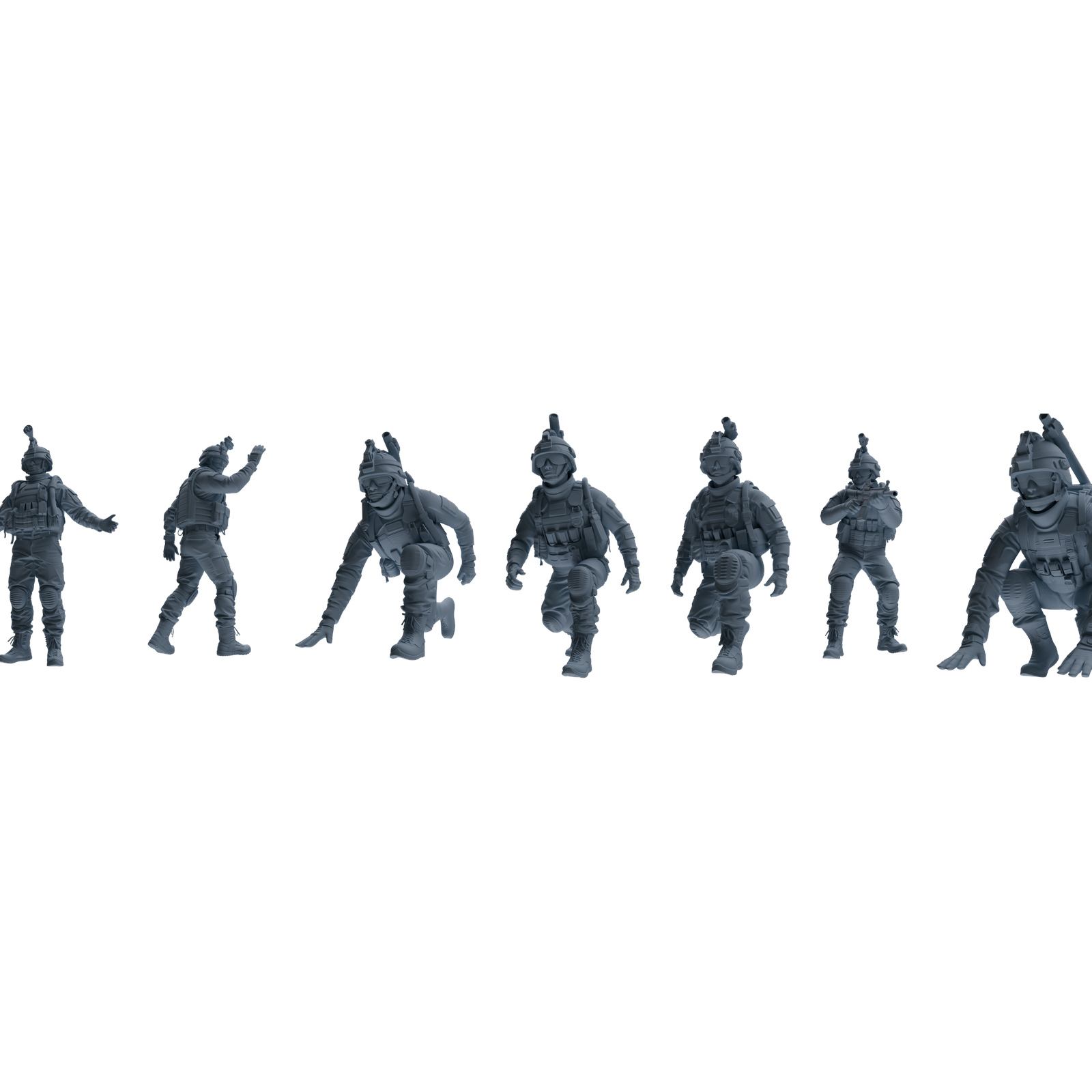 MRY-SFW LYGR617 Modern U.S. Cement Army Seven-Person Combat Readiness 3D Printed Resin Model Kit by SSMODEL