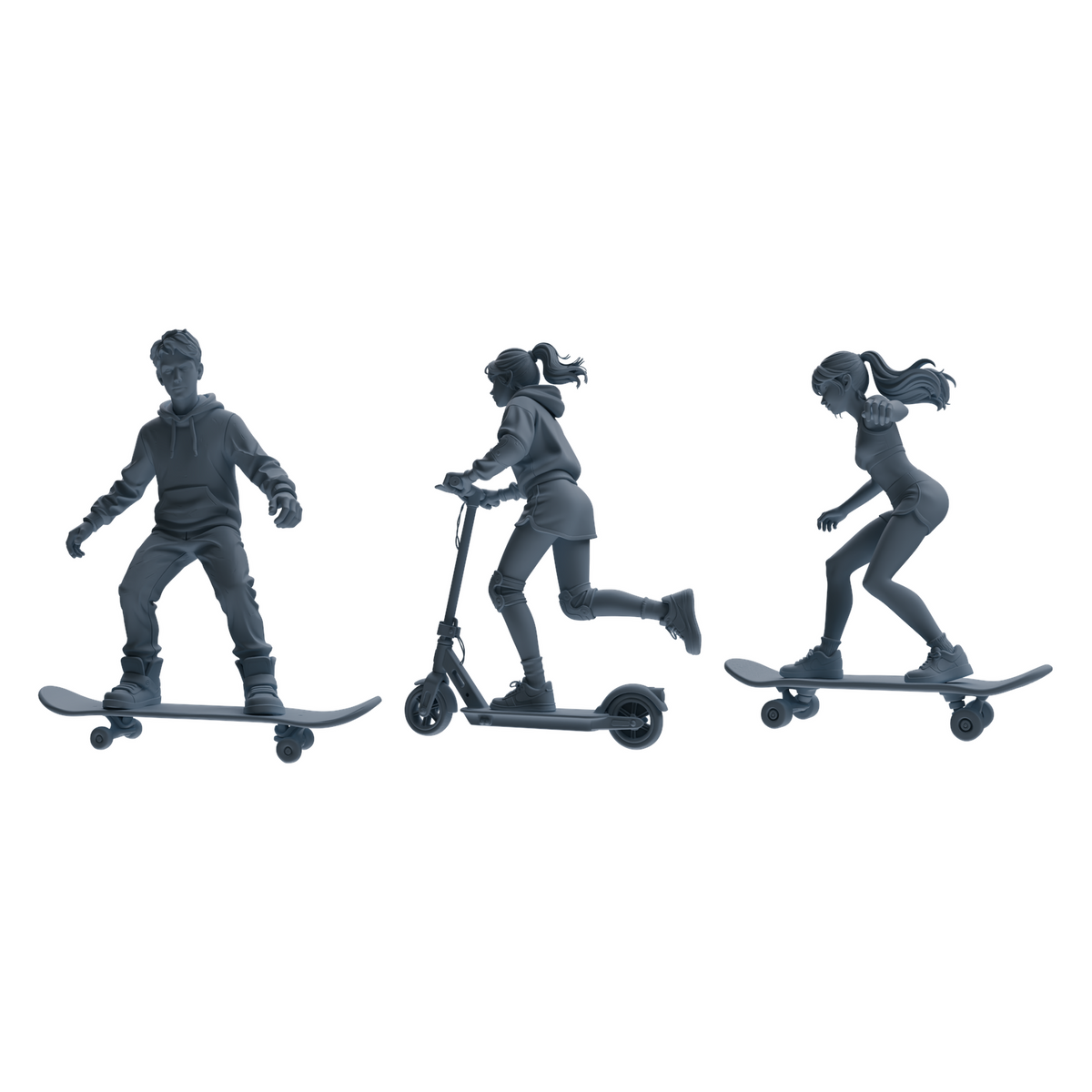 MRY-SFW LYTR787 Skateboard Figure Modern Model 3 pcs Miniature Car Diorama Figures Scene Props Accessories Resin 3D Printed Resin Model Kit by SSMODEL