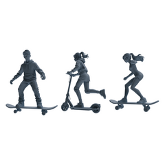 MRY-SFW LYTR787 Skateboard Figure Modern Model 3 pcs Miniature Car Diorama Figures Scene Props Accessories Resin 3D Printed Resin Model Kit by SSMODEL