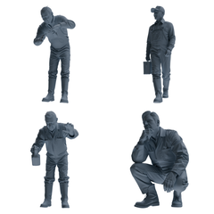 MRY-SFW LYTR913 Farm Worker Man Multi-pose Modern Model 4 pcs 3D Printed Resin Model Kit by SSMODEL