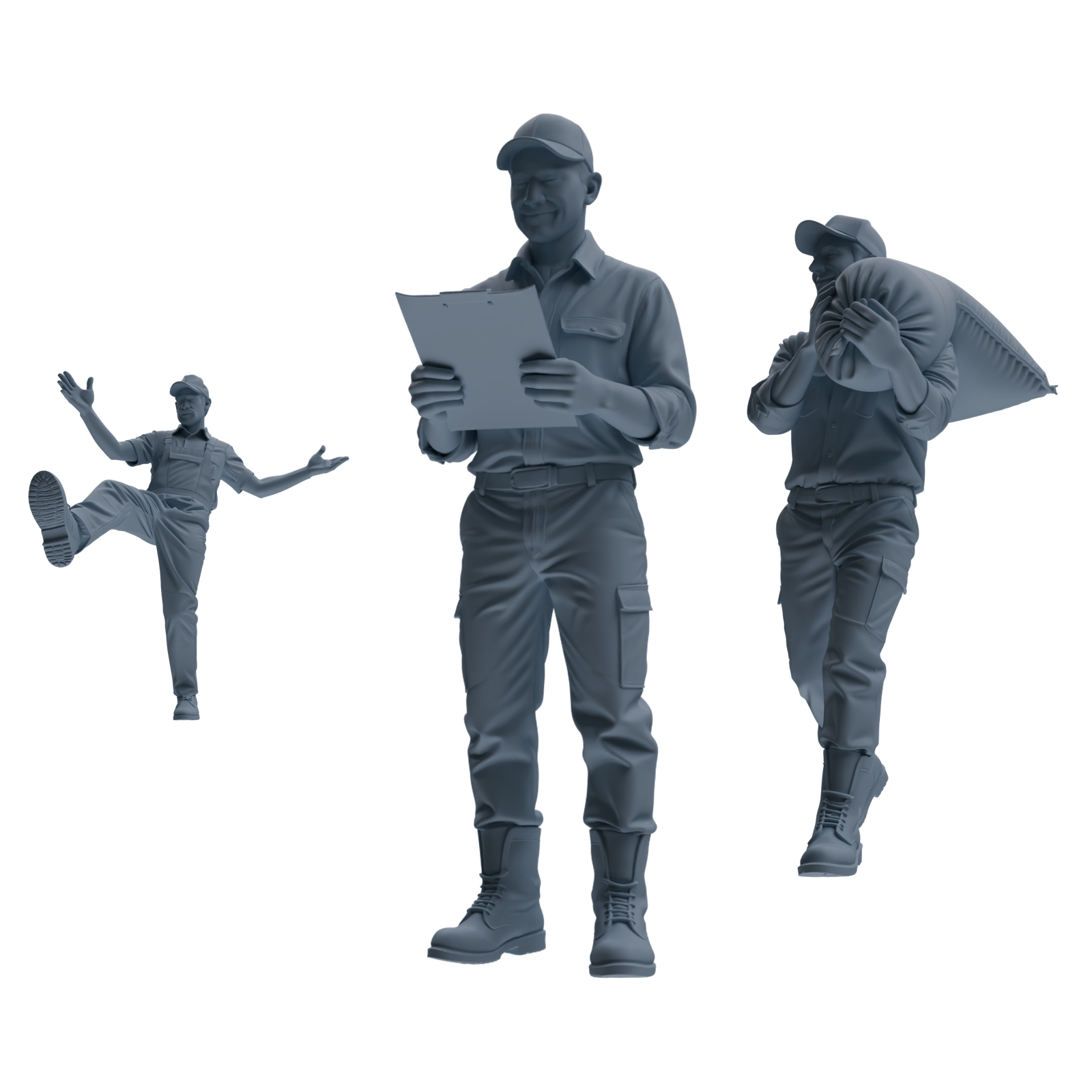 MRY-SFW LYTR916 Farm Worker Multi-pose Modern Model 3 pcs 3D Printed Resin Model Kit by SSMODEL