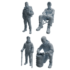 MRY-SFW LYTR1015 Hiking Camping Gear Male Character Modern Model 4 pcs 3D Printed Resin Model Kit by SSMODEL