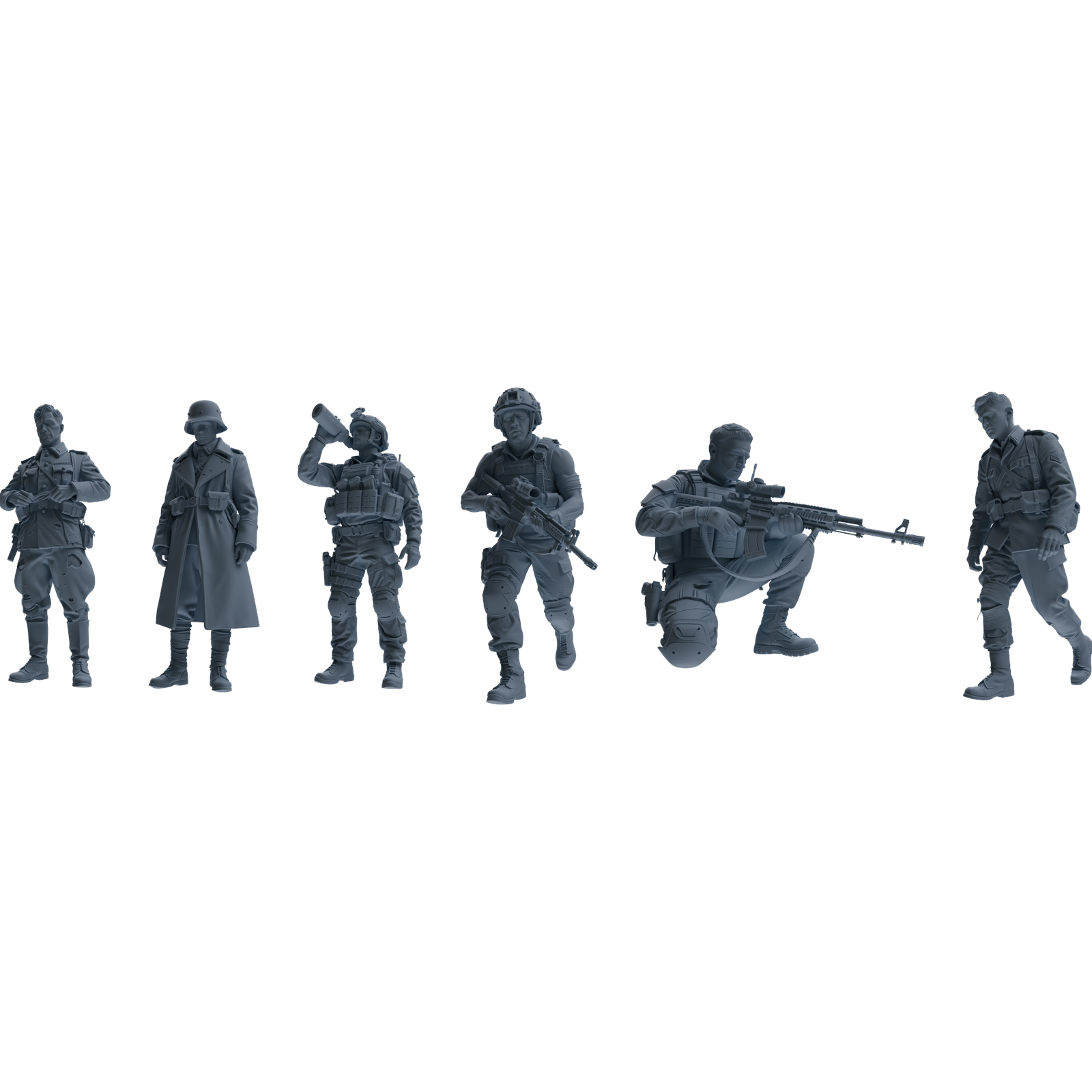 MRY-SFW SSTR181 Miniatures Soldier Model Kit Combat Soldier Pose Modern Model 6 pcs