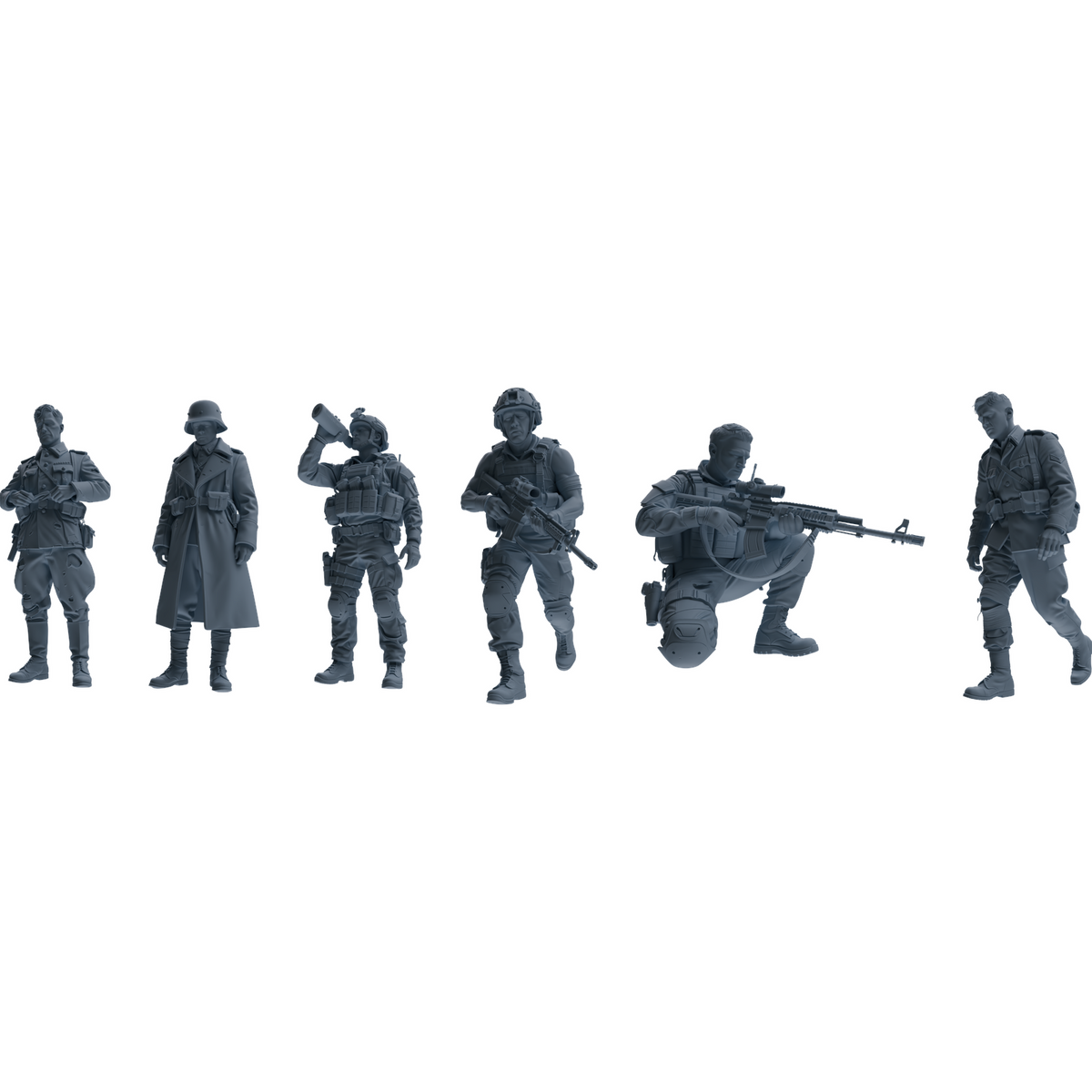 MRY-SFW SSTR181 Miniatures Soldier Model Kit Combat Soldier Pose Modern Model 6 pcs