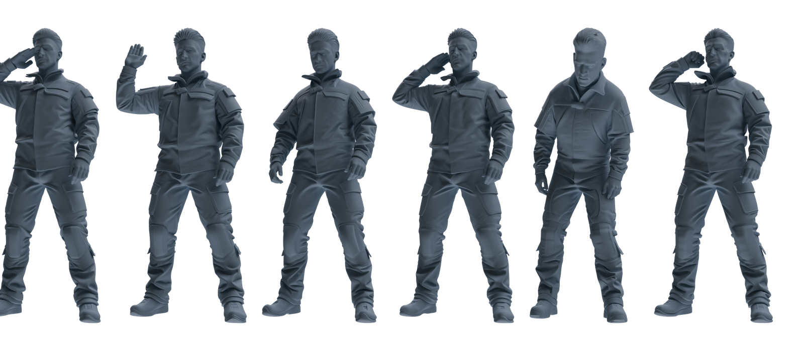 MRY-SFW LYGR694 Modern U.S. Military Six-Person Saluting Group 3D Printed Resin Model Kit by SSMODEL