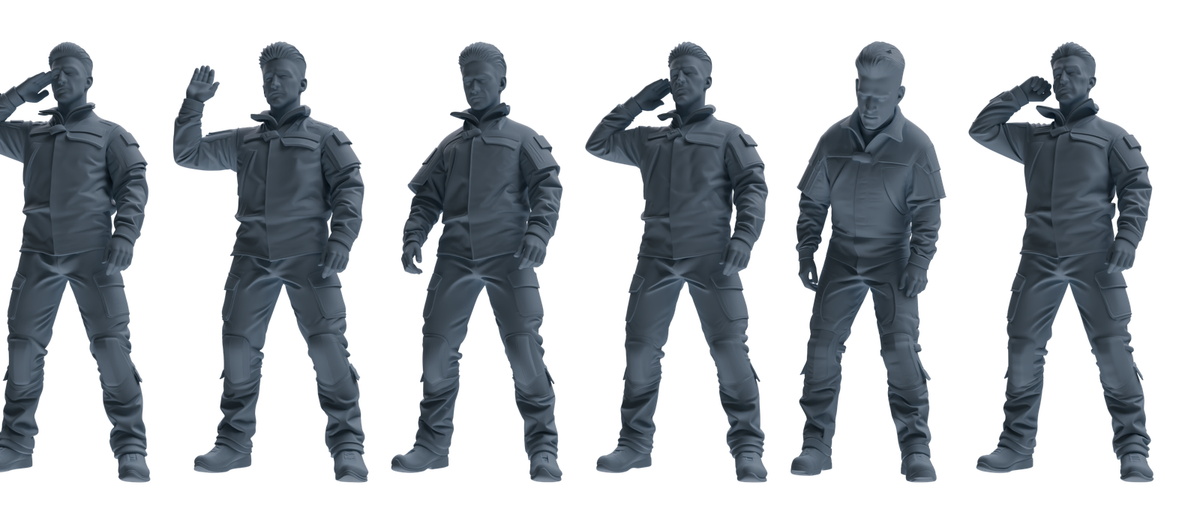 MRY-SFW LYGR694 Modern U.S. Military Six-Person Saluting Group 3D Printed Resin Model Kit by SSMODEL