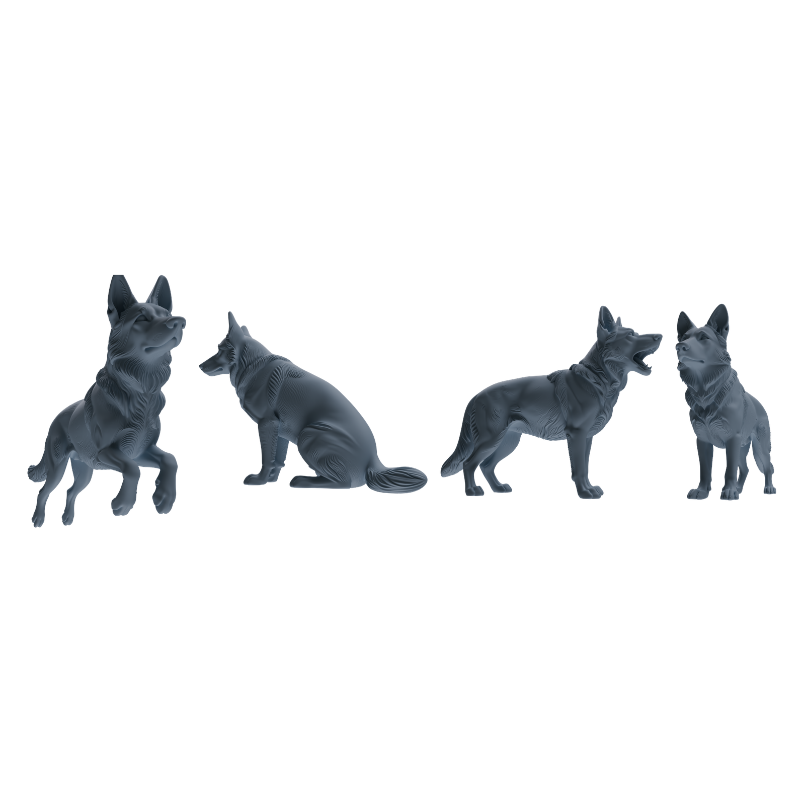 MRY-SFW LYTR839 German Shepherd Pose Model 4 pcs Miniature Car Diorama Figures Scene Props Accessories Resin 3D Printed Resin Model Kit by SSMODEL