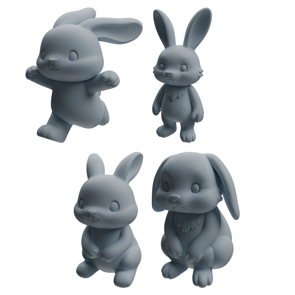 MRY-SFW LYTR1047 Cartoon Rabbit Animal Modern Model 4 pcs 3D Printed Resin Model Kit by SSMODEL