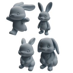 MRY-SFW LYTR1047 Cartoon Rabbit Animal Modern Model 4 pcs 3D Printed Resin Model Kit by SSMODEL