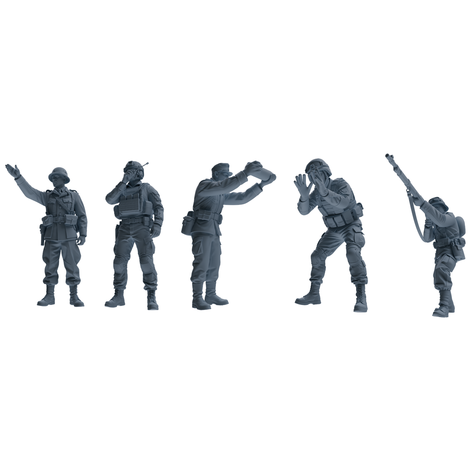 MRY-SFW SSTR191 Miniatures Soldier Model Kit Multi-Scenario Combat Soldier Pose Modern Model 5 pcs
