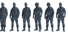 MRY-SFW SSTR038 Miniatures Soldier Model Kit 1993 Mogadishu Black Hawk Helicopter Soldier Standing at Attention Six-Person Group 2