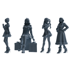 MRY-SFW LYTR882 Christmas Themed Woman Figure Modern Model 4 pcs 3D Printed Resin Model Kit by SSMODEL