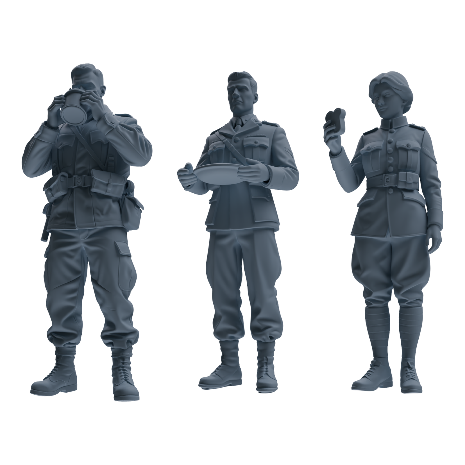 MRY-SFW SSTR200 Miniatures Soldier Model Kit Meal Time Soldier Pose Modern Model 3 pcs