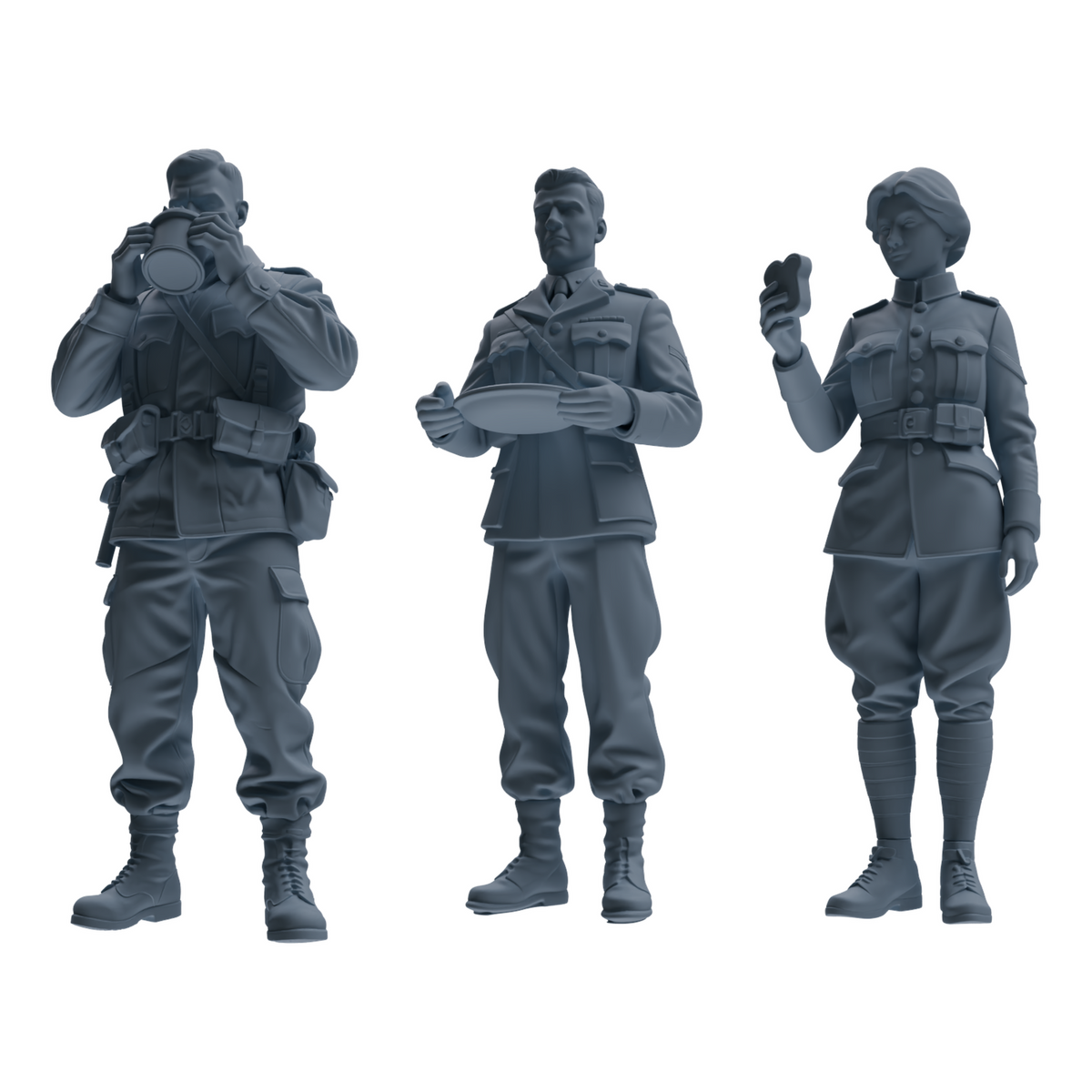MRY-SFW SSTR200 Miniatures Soldier Model Kit Meal Time Soldier Pose Modern Model 3 pcs