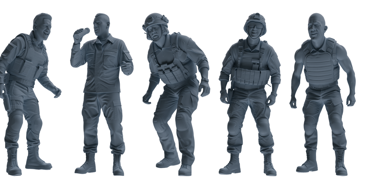MRY-SFW SSTR026 Miniatures Soldier Model Kit 1993 Mogadishu Black Hawk Helicopter Soldier Singing Five-Person Group