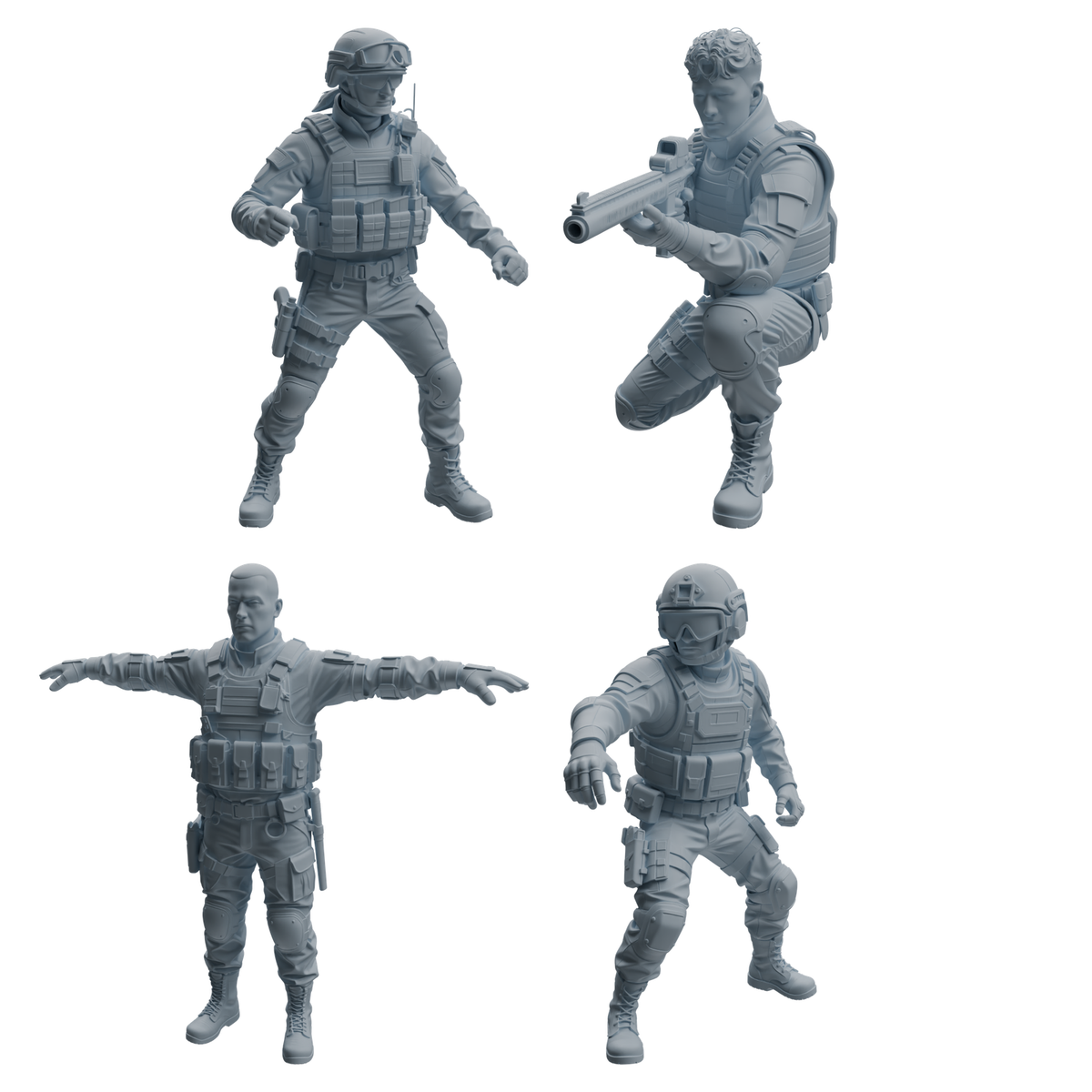 MRY-SFW LYTR954 Tactical Gear SWAT Officer Character Modern Model 4 pcs 3D Printed Resin Model Kit by SSMODEL