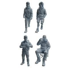 MRY-SFW LYTR1020 Casual Camping Male Character Modern Model 4 pcs 3D Printed Resin Model Kit by SSMODEL