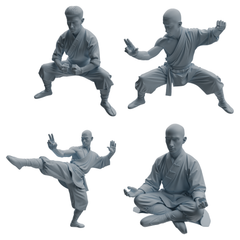MRY-SFW LYTR1077 Multi-pose Martial Monk Character Modern Model 4 pcs 3D Printed Resin Model Kit by SSMODEL